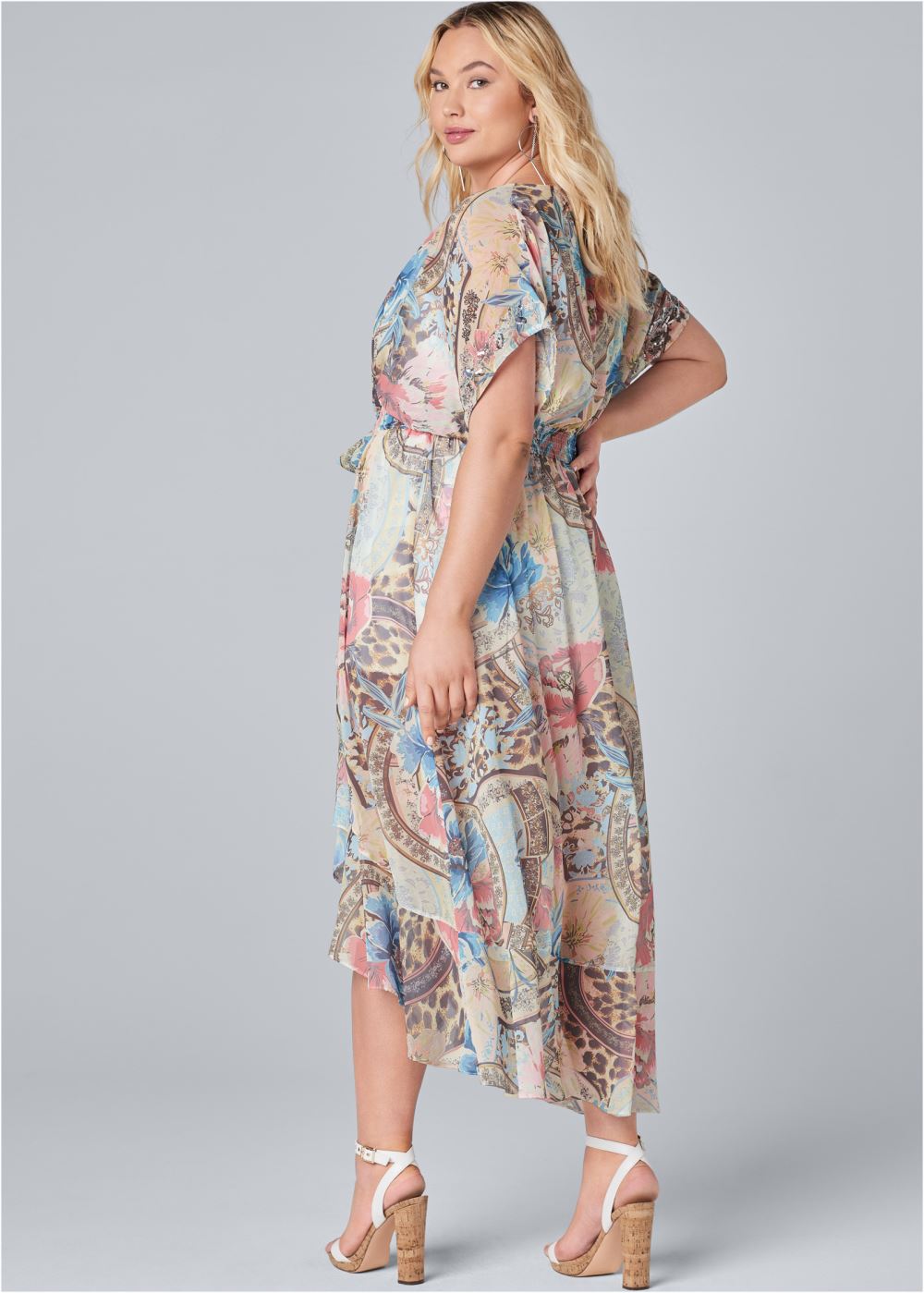 Venus Plus Size Embellished Floral And Paisley Print Maxi Top