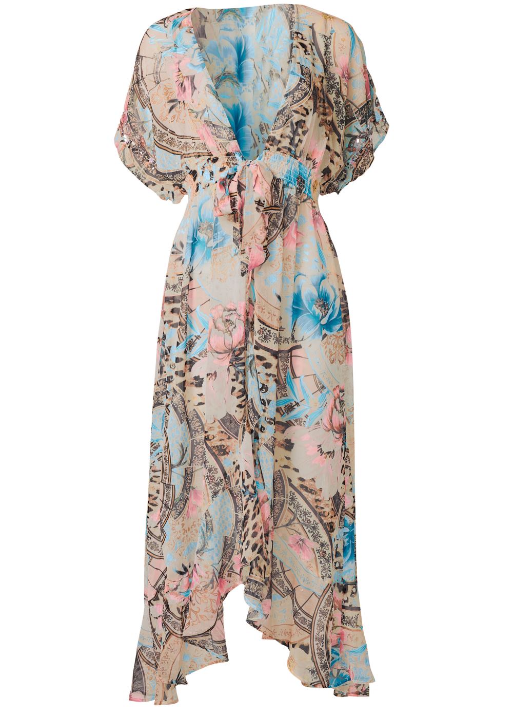 Venus Plus Size Embellished Floral And Paisley Print Maxi Top