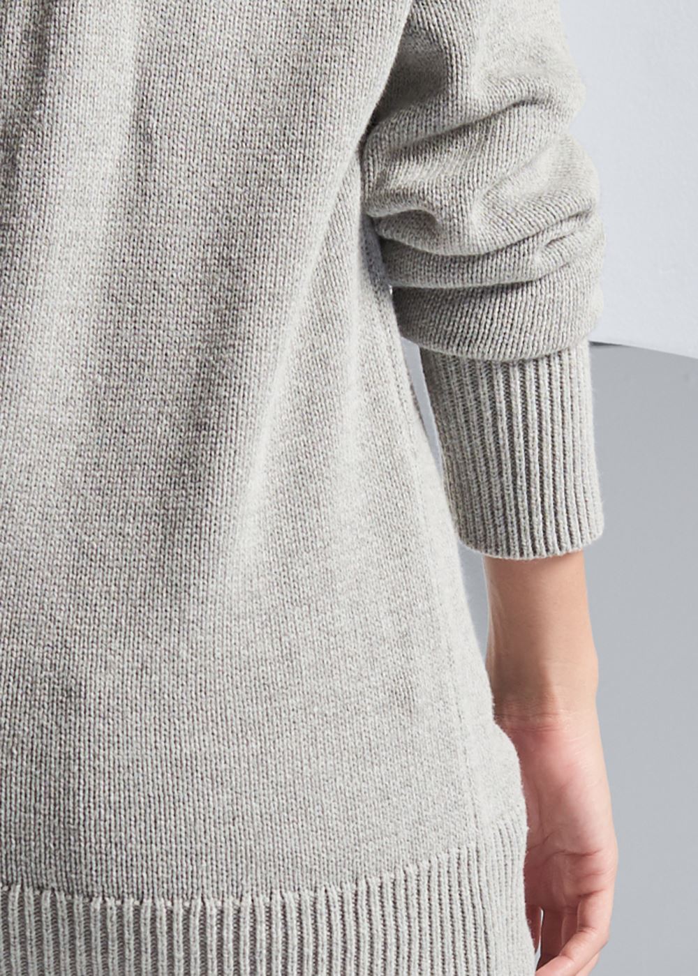 Venus Plus Size One-Shoulder Sweater in Grey & Black