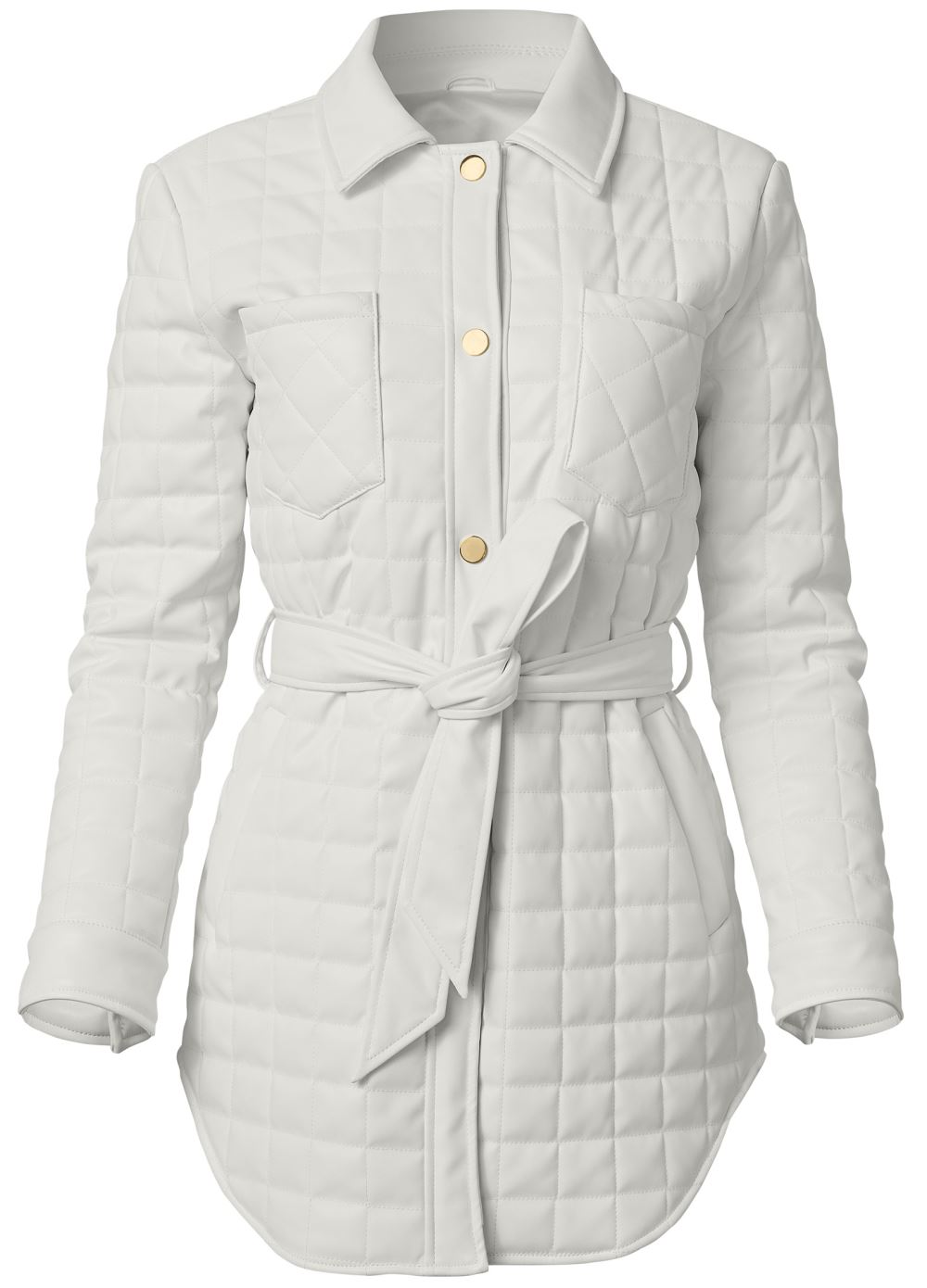 Venus Faux-Leather Shacket in White