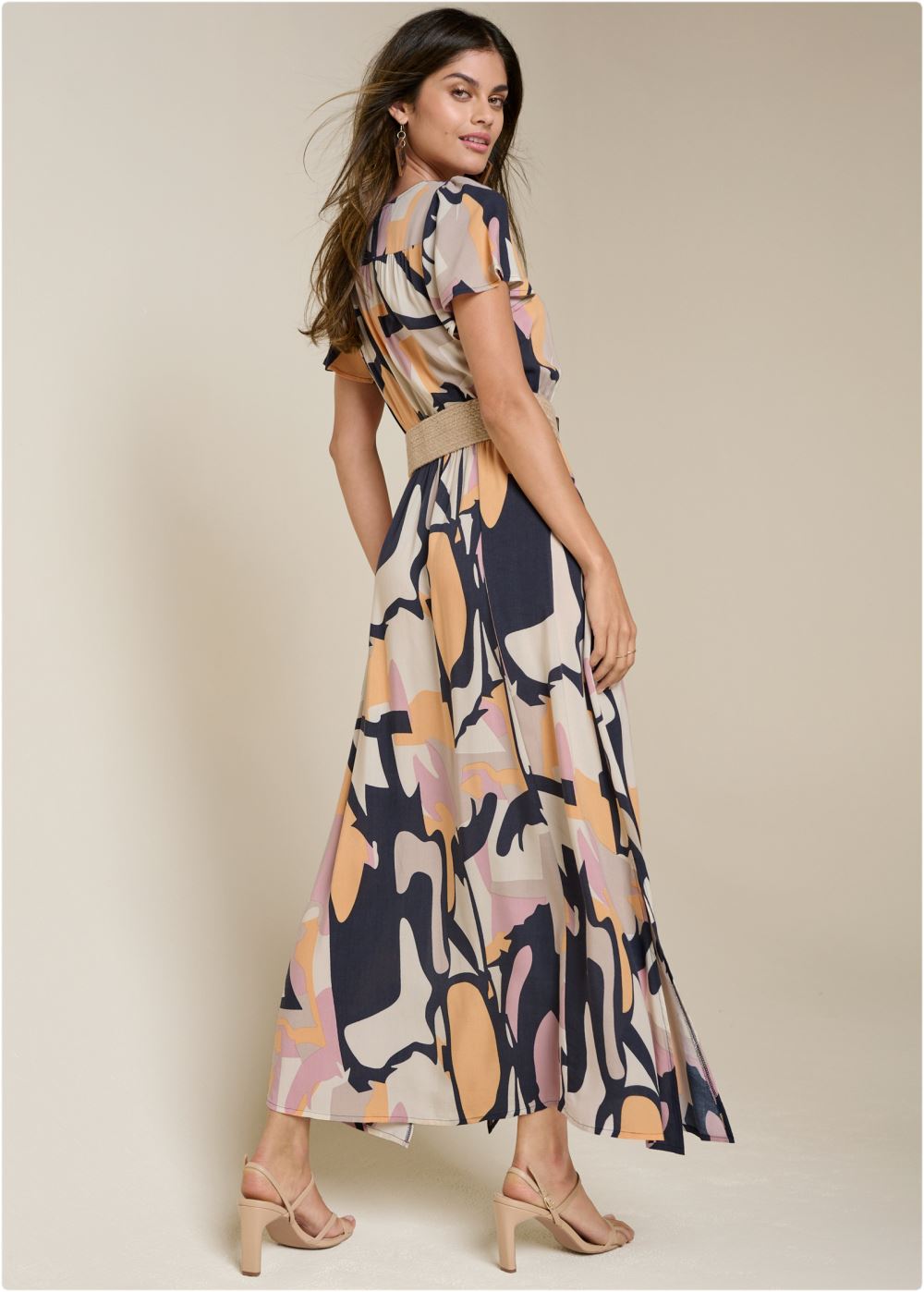 Venus Plus Size Abstract Print Maxi Dress