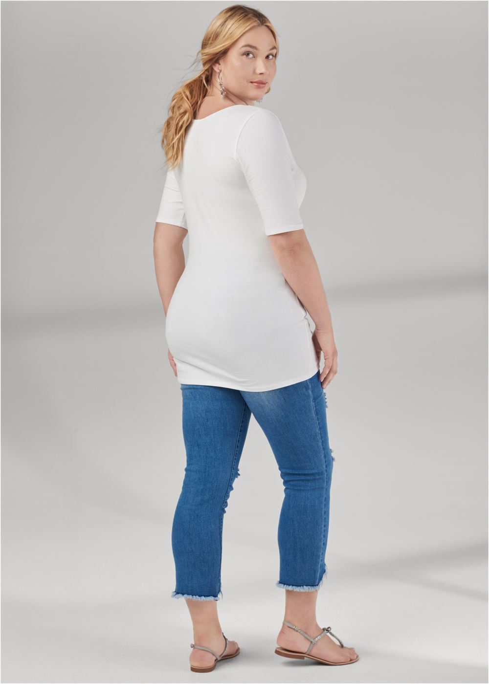 Venus Plus Size Zip-Up Long And Lean Tee