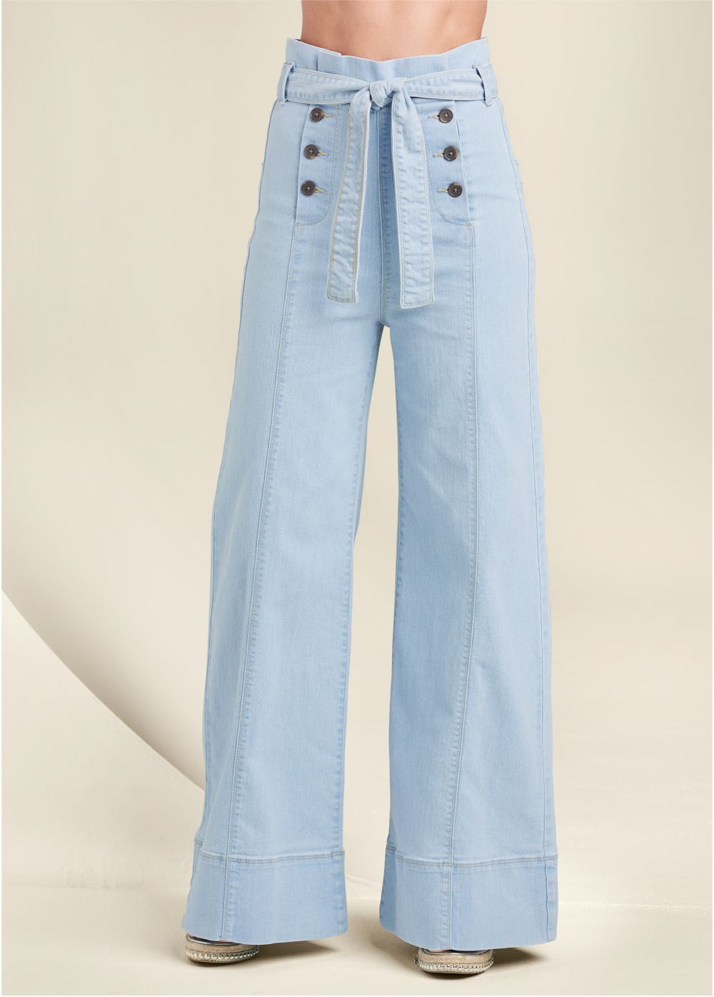 Venus Plus Size Flare Leg High Waist Jeans in Light Wash