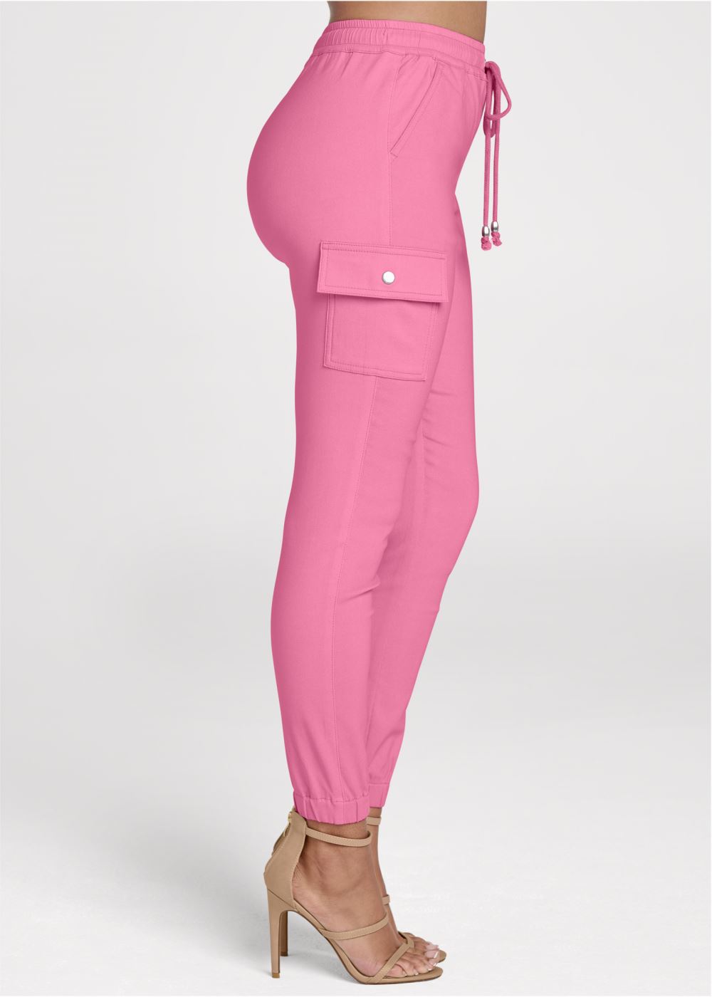 Venus Plus Size Casual Pull-On Cargo Pants in Pink