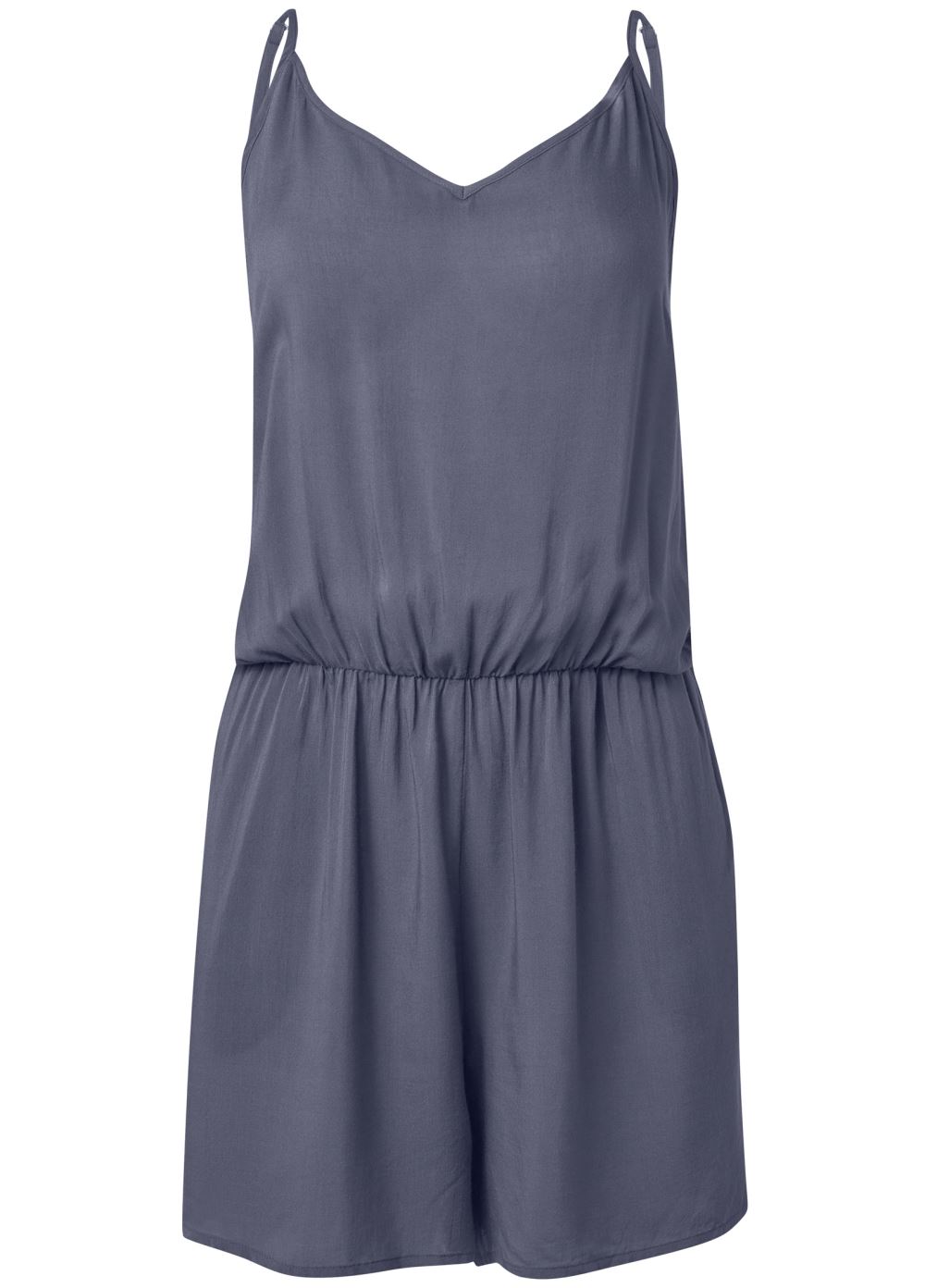 Venus Smocked Back Romper in Denim Blue