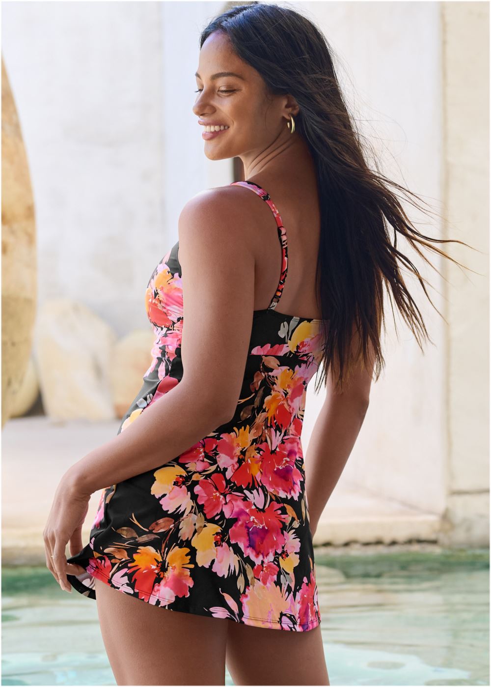 Venus Classic Swim Dress Swimsuit in Blushing Blooms