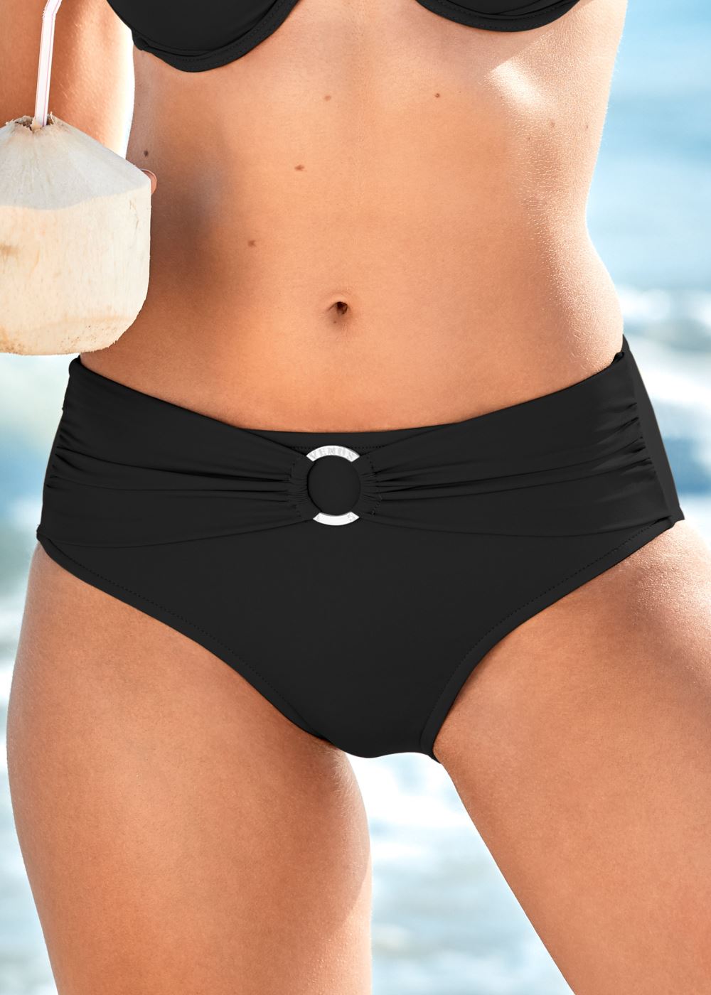 Venus Sally Mid-Rise Bottom Bikini - Black Beauty
