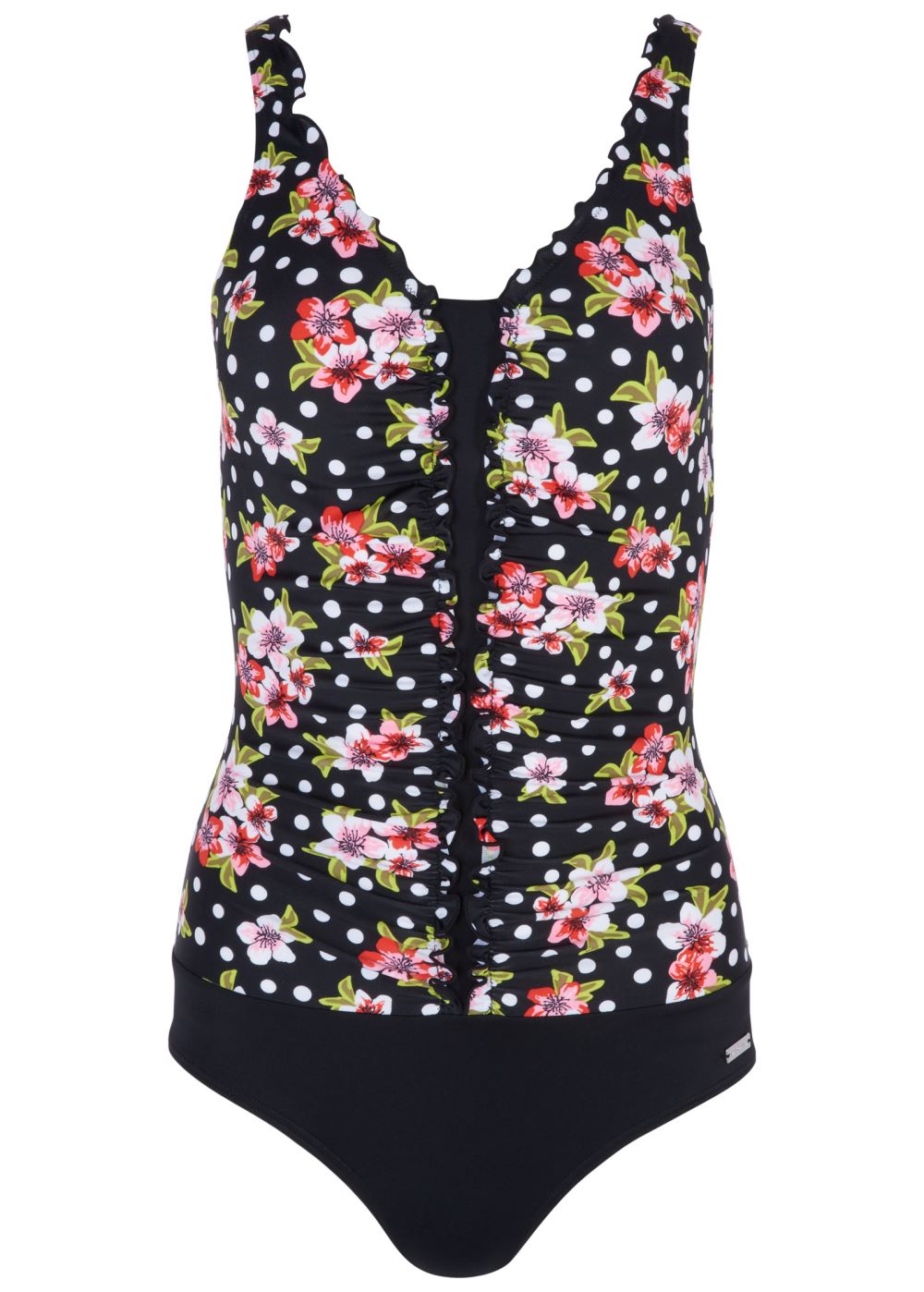 Venus Ruched One-Piece Swimsuit in Dot Floral