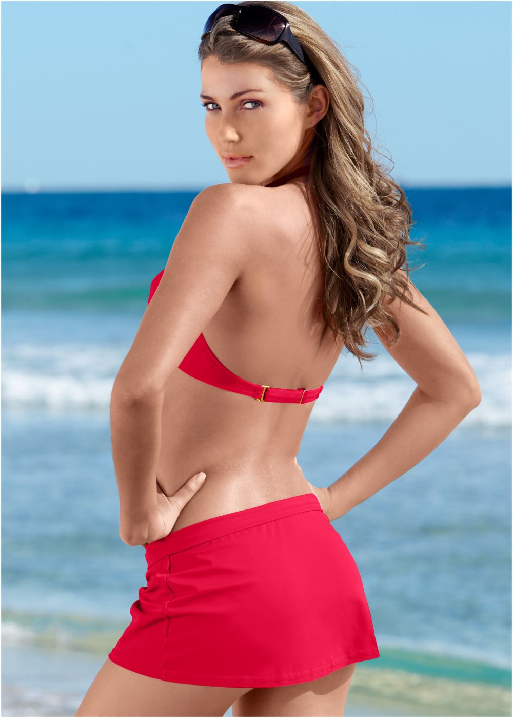 Venus Skirted Mid-Rise Bottom Bikini - Red Hot