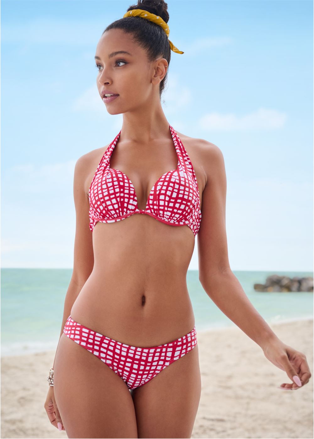 Venus Marilyn Underwire Push-Up Halter Top Bikini - Checker Me