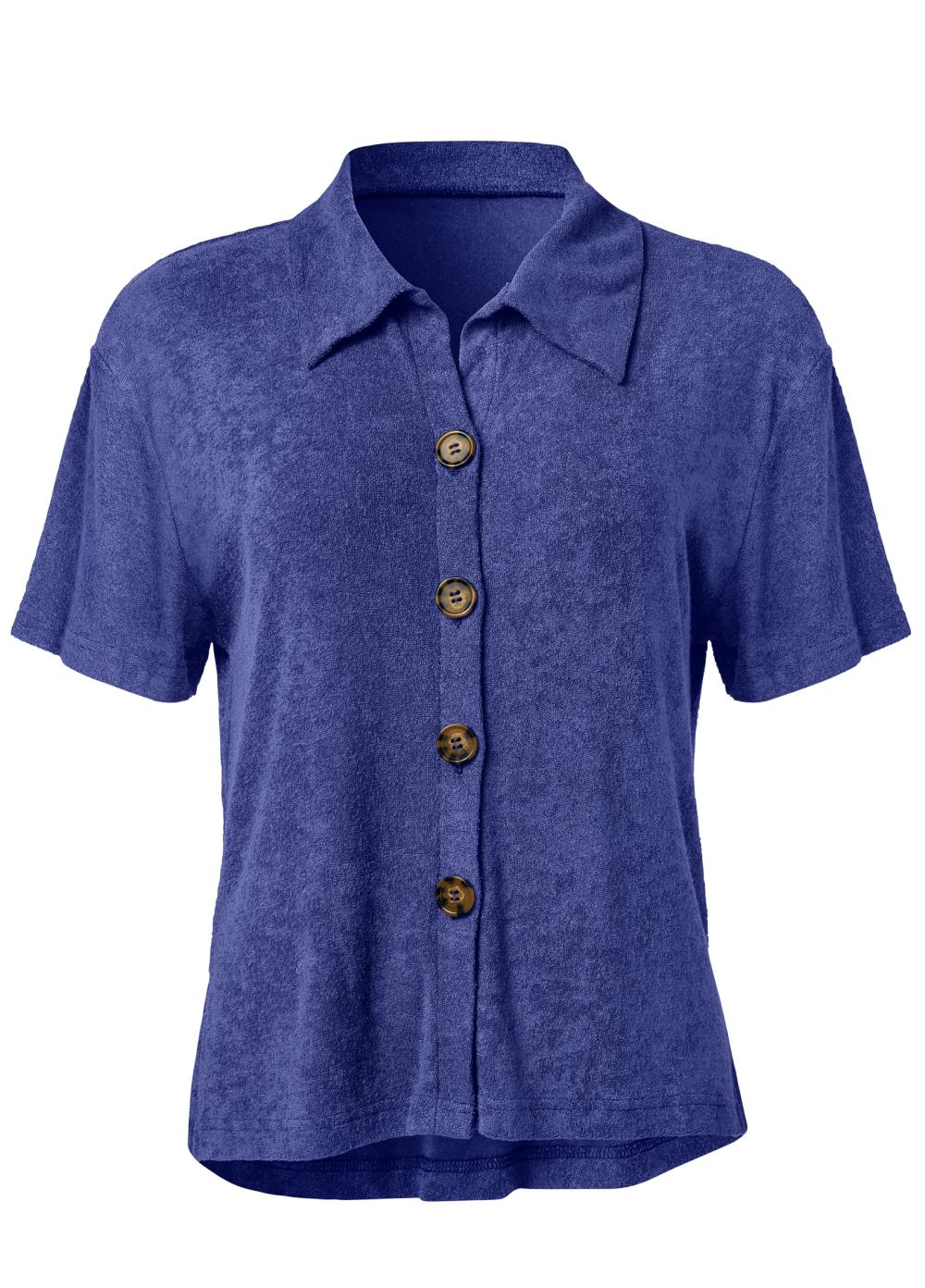 Venus Terry Button-Up Cover-Up in Blue