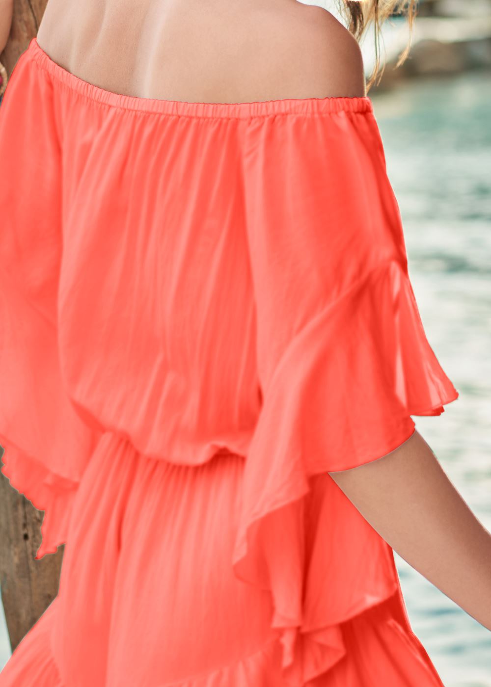 Venus Flirty Romper Cover-Up in Coral Bright