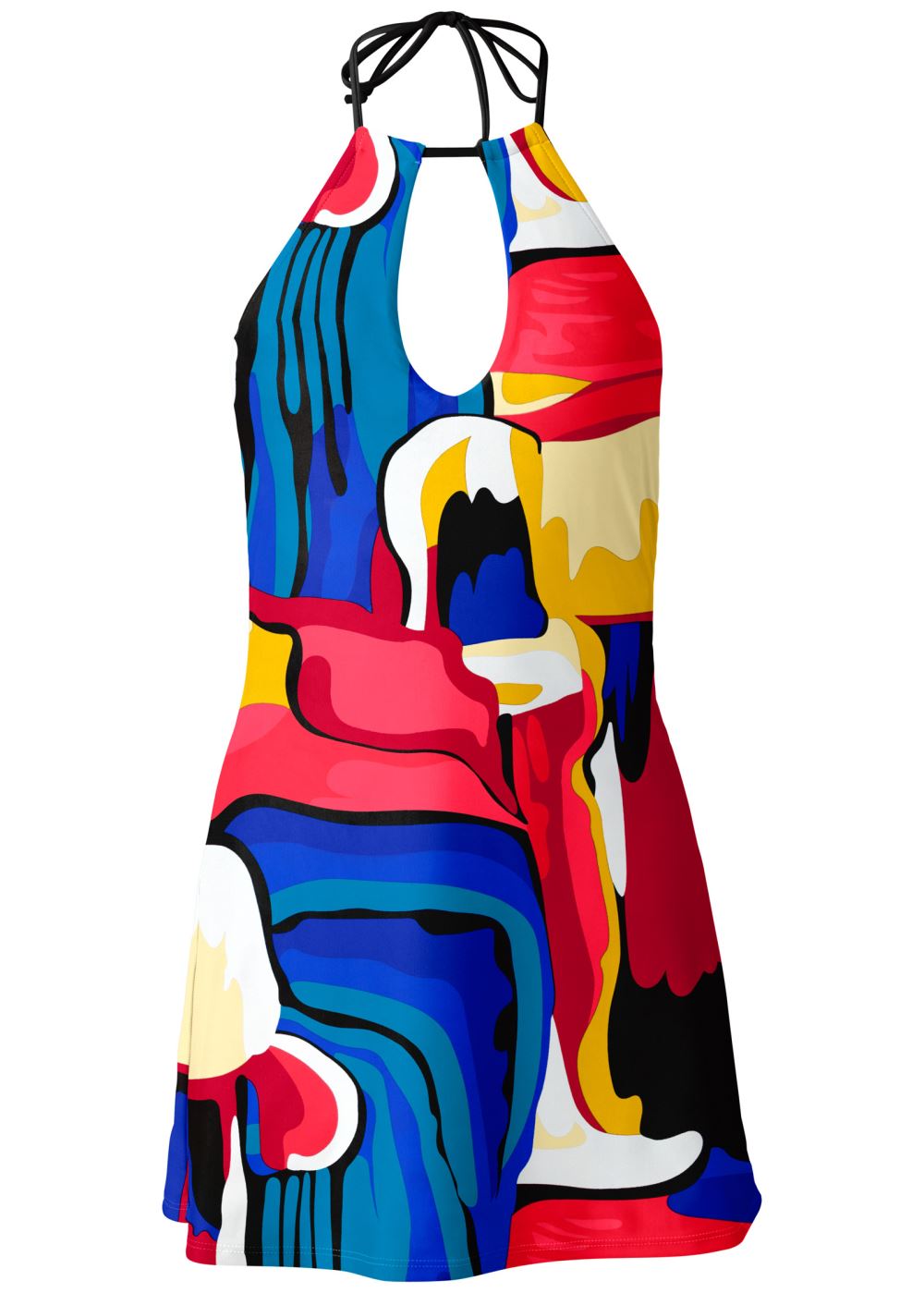 Venus High Neck Swim Dress Swimsuit in Abstract Swirl