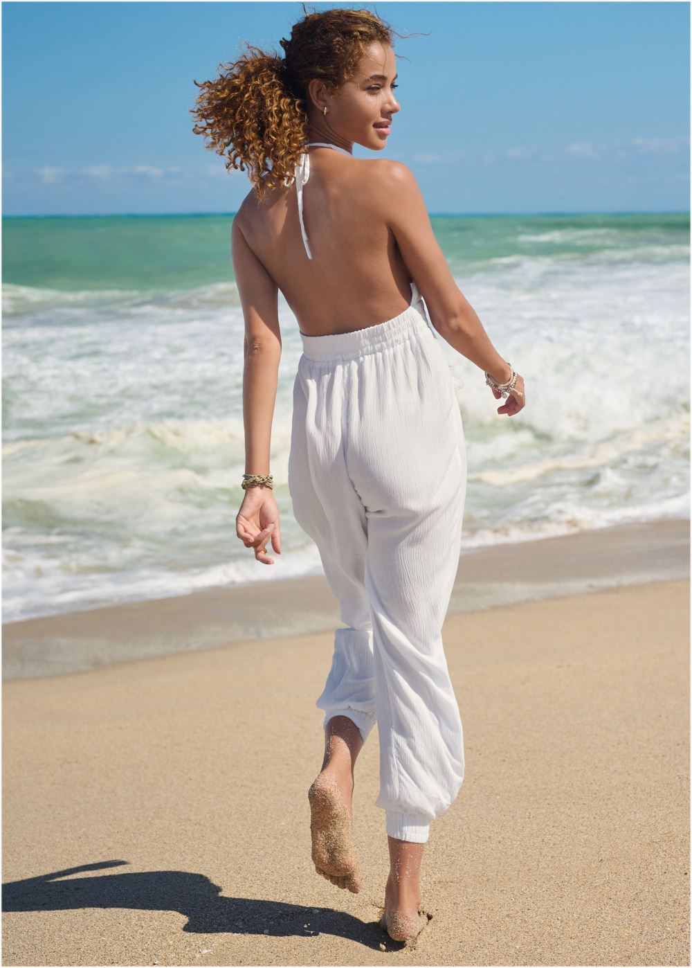 Venus Tassel Jumpsuit Cover-Up in Pearl White